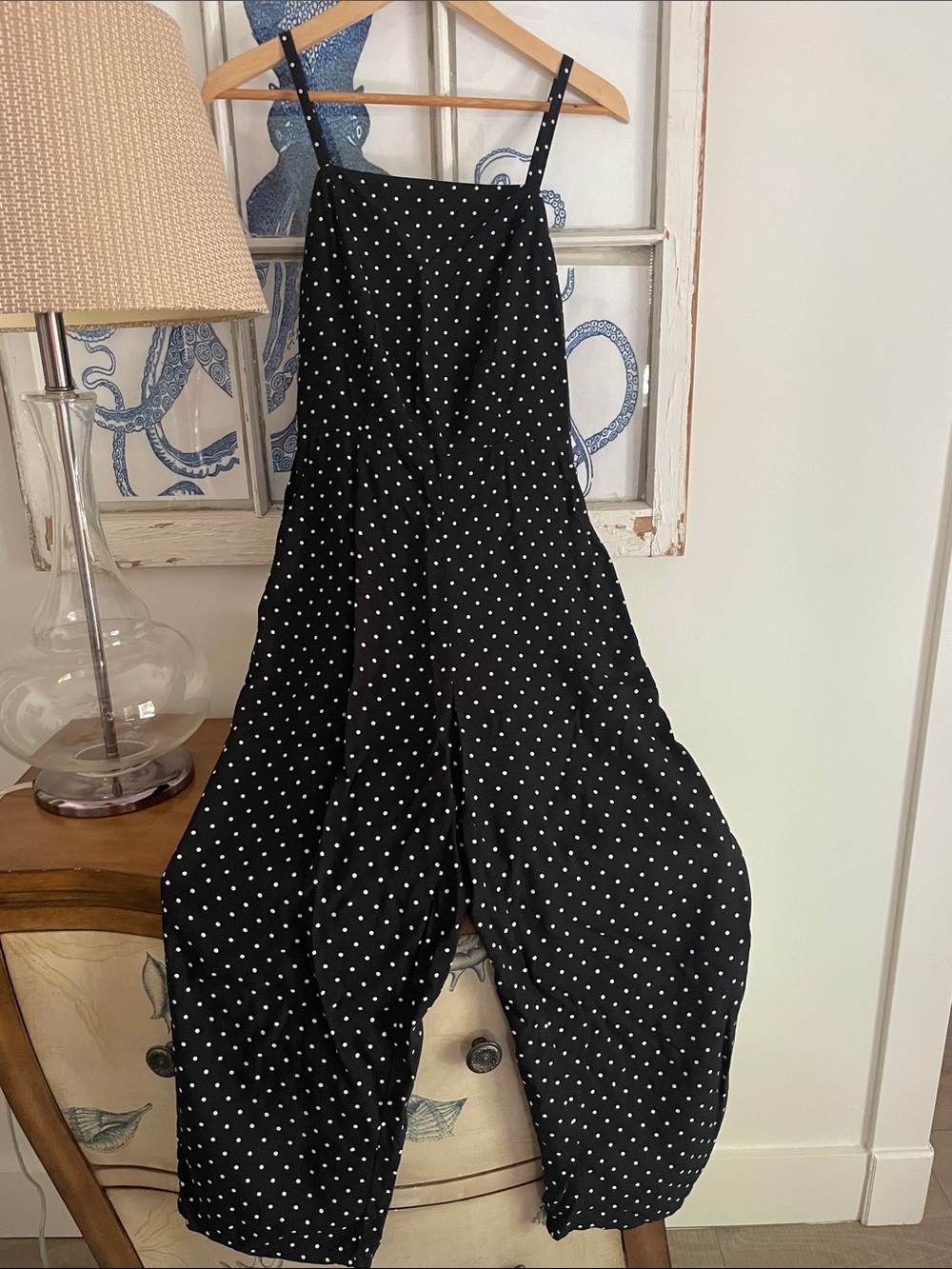 OLD NAVY Black Polka Dot Wide-Leg Jumpsuit - Picture 2 of 9